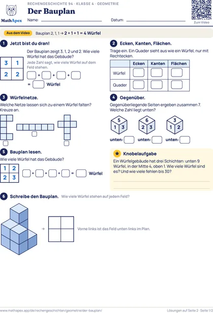 Geometrie – Der Bauplan (4. Klasse), Seite 1