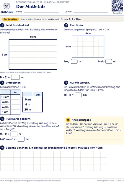 Geometrie – Der Maßstab (4. Klasse), Seite 1