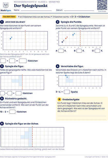 Geometrie – Der Spiegelpunkt (4. Klasse), Seite 1
