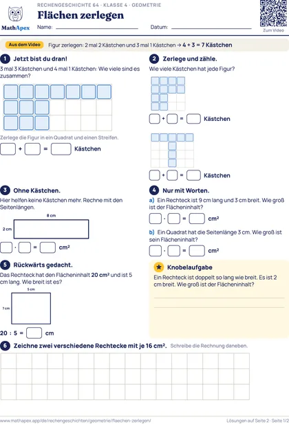 Geometrie – Flächen zerlegen (4. Klasse), Seite 1