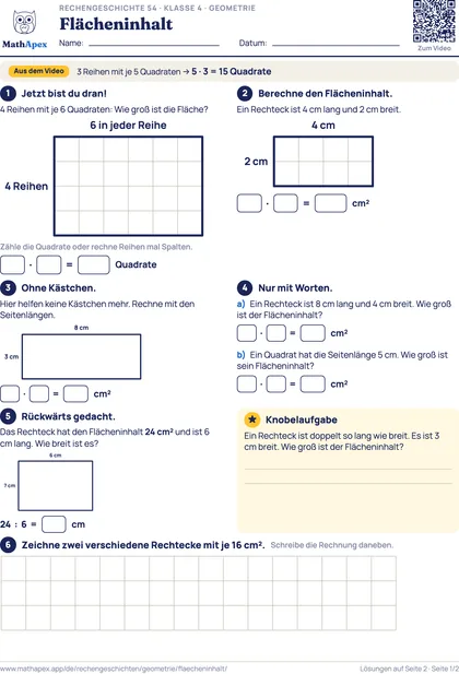 Geometrie – Flächeninhalt (4. Klasse), Seite 1