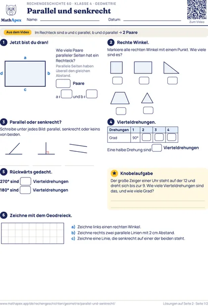 Geometrie – Parallel und senkrecht (4. Klasse), Seite 1