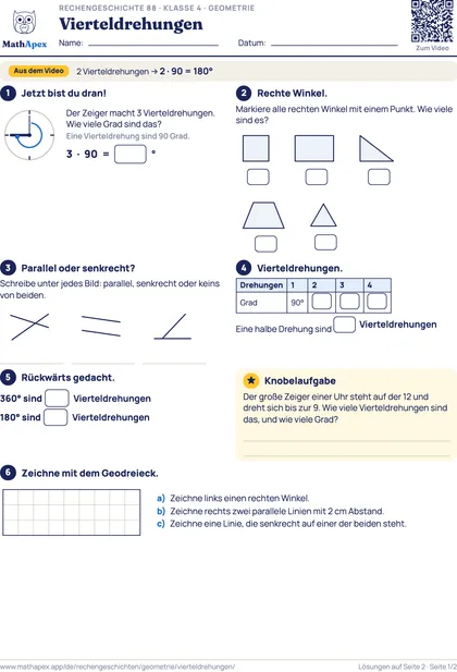 Geometrie – Vierteldrehungen (4. Klasse), Seite 1