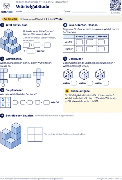 Geometrie – Würfelgebäude (4. Klasse), Seite 1