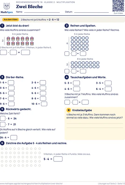 Multiplikation – Zwei Bleche (2. Klasse), Seite 1