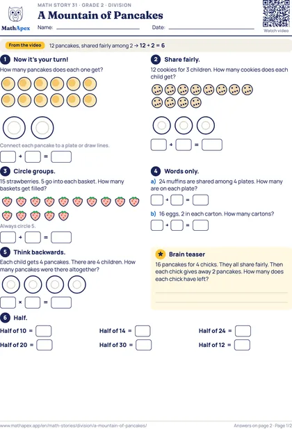 Division – A Mountain of Pancakes (Grade 2), Page 1