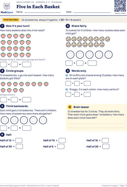 Division – Five in Each Basket (Grades 2–3), Page 1