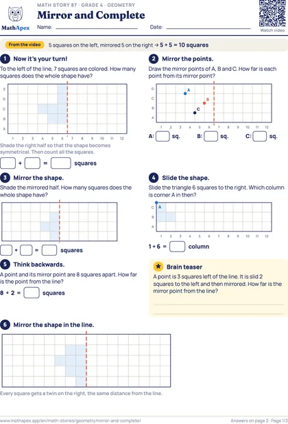 Geometry – Mirror and Complete (Grade 4), Page 1