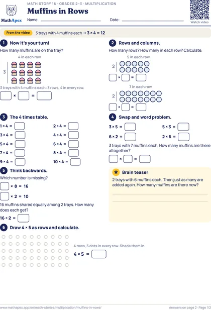 Multiplication – Muffins in Rows (Grades 2–3), Page 1