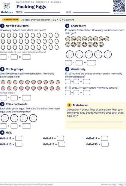 Division – Packing Eggs (Grades 2–3), Page 1