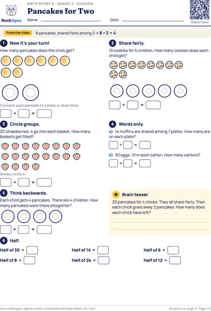 Division – Pancakes for Two (Grade 2), Page 1