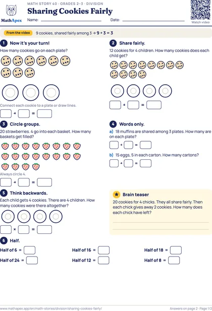 Division – Sharing Cookies Fairly (Grades 2–3), Page 1
