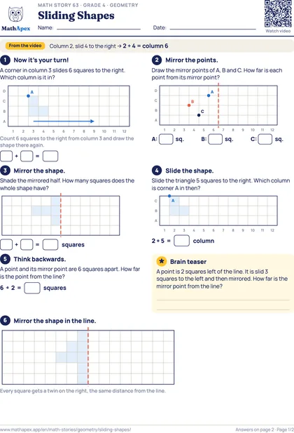 Geometry – Sliding Shapes (Grade 4), Page 1