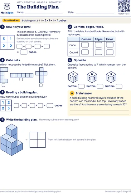 Geometry – The Building Plan (Grade 4), Page 1