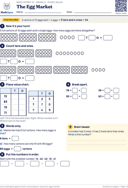 Place value – The Egg Market (Grade 2), Page 1