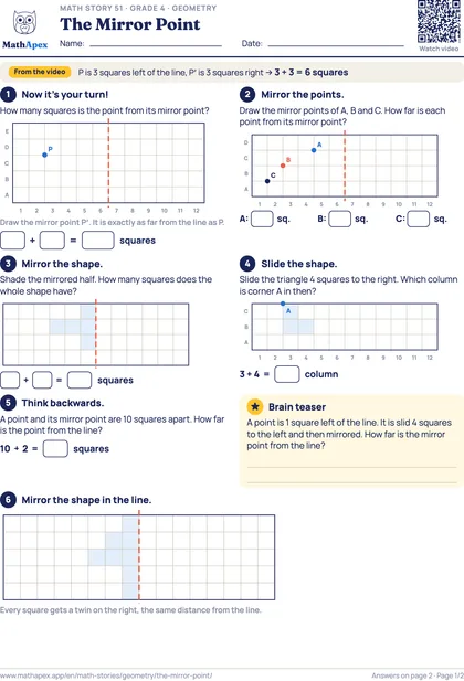 Geometry – The Mirror Point (Grade 4), Page 1