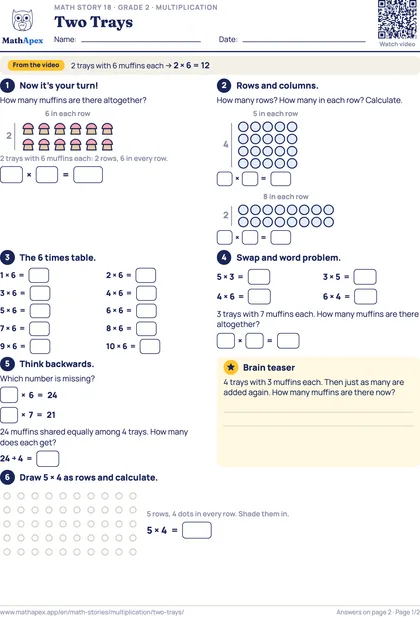 Multiplication – Two Trays (Grade 2), Page 1